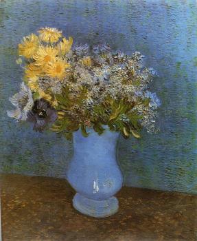 Vincent Van Gogh : Vase with Lilacs, Daisies and Anemomes